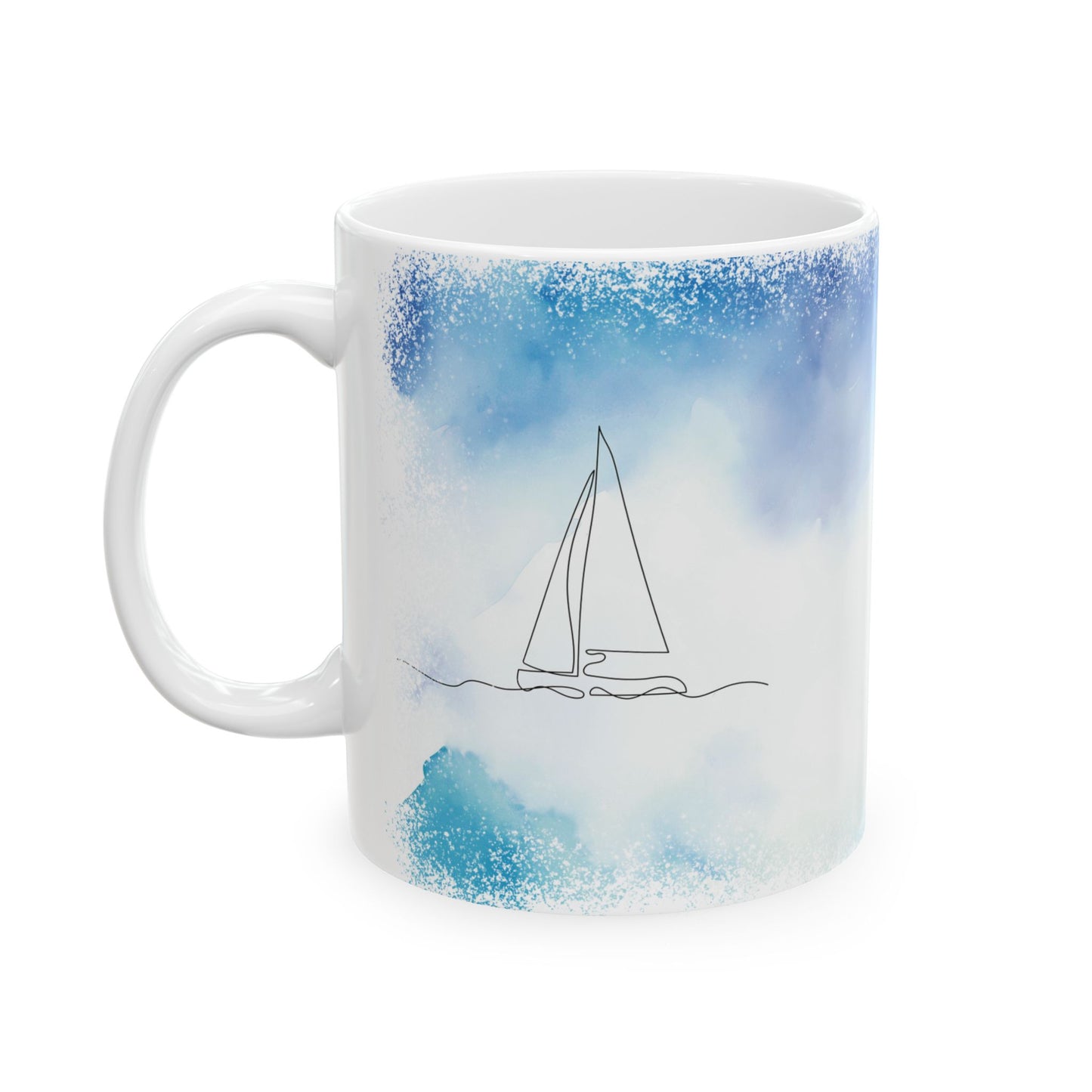 Sailboat Watercolor Ceramic Mug | 11oz, 15oz