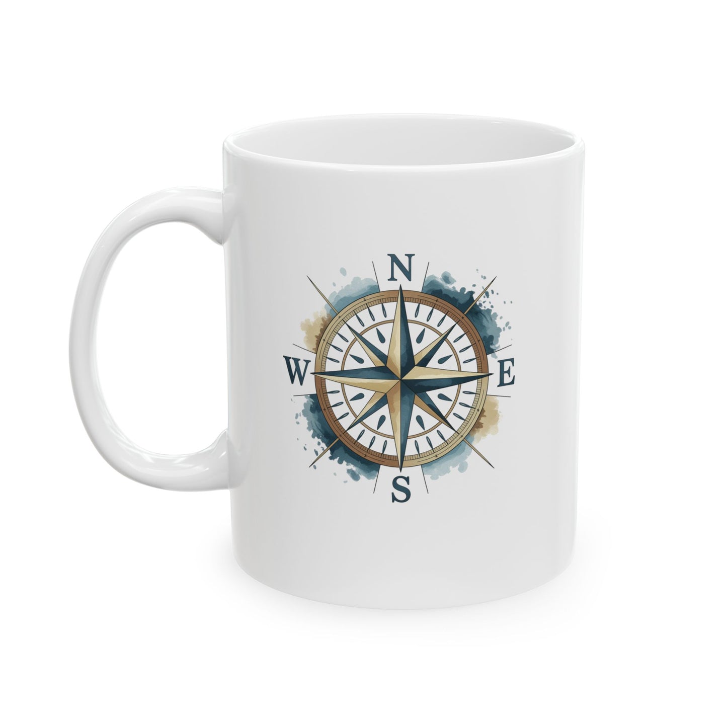Compass Rose Watercolor Ceramic Mug | 11oz, 15oz