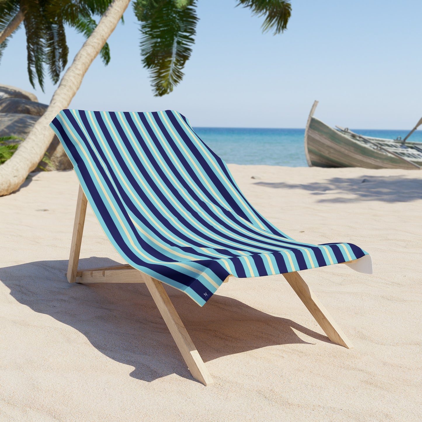 Striped Beach Towel | Blue, Seafoam, White