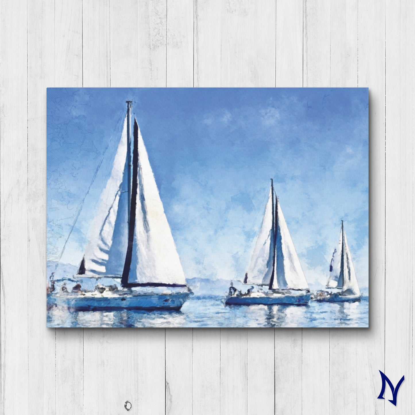 3 Sailboats Watercolor Wall Art