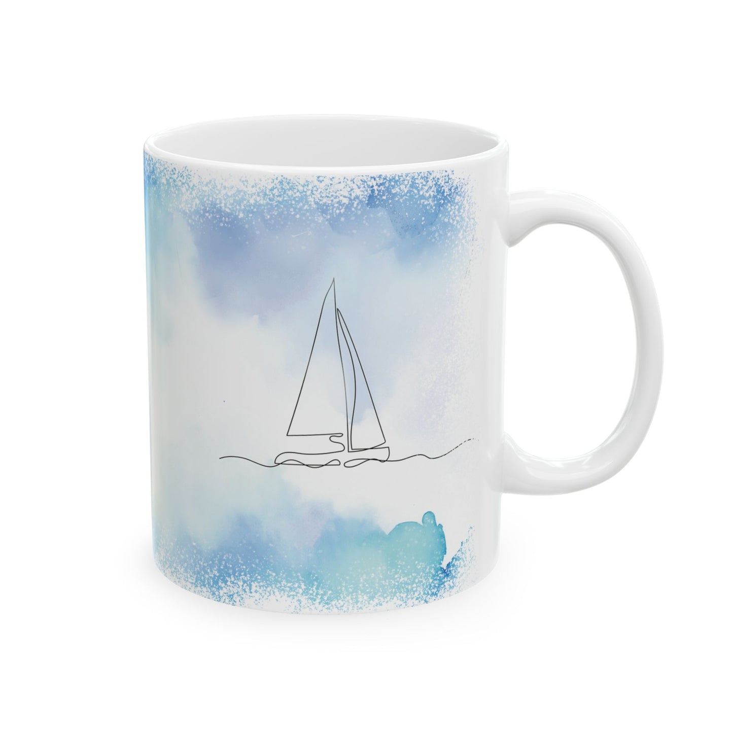 Sailboat Watercolor Ceramic Mug | 11oz, 15oz