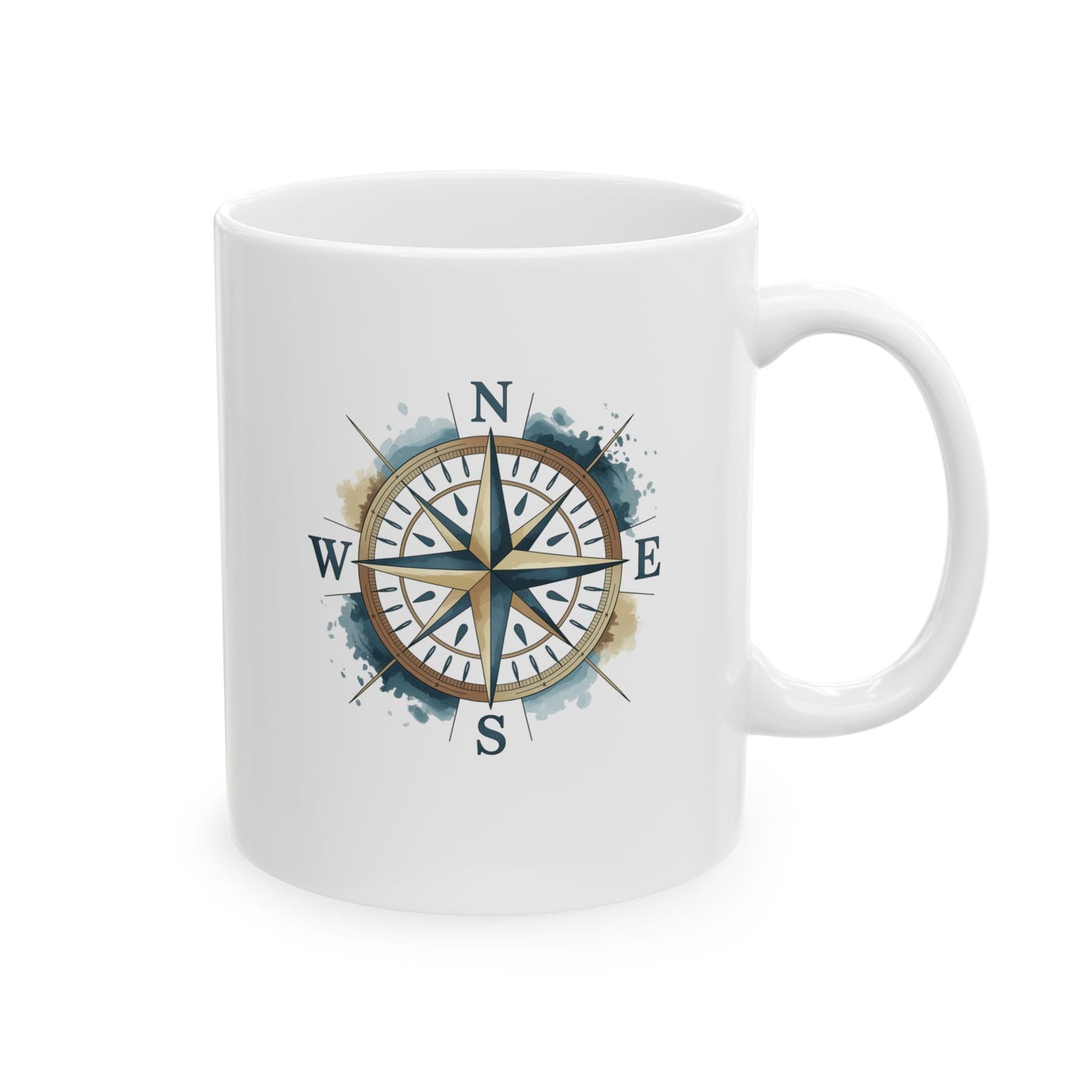Compass Rose Watercolor Ceramic Mug | 11oz, 15oz