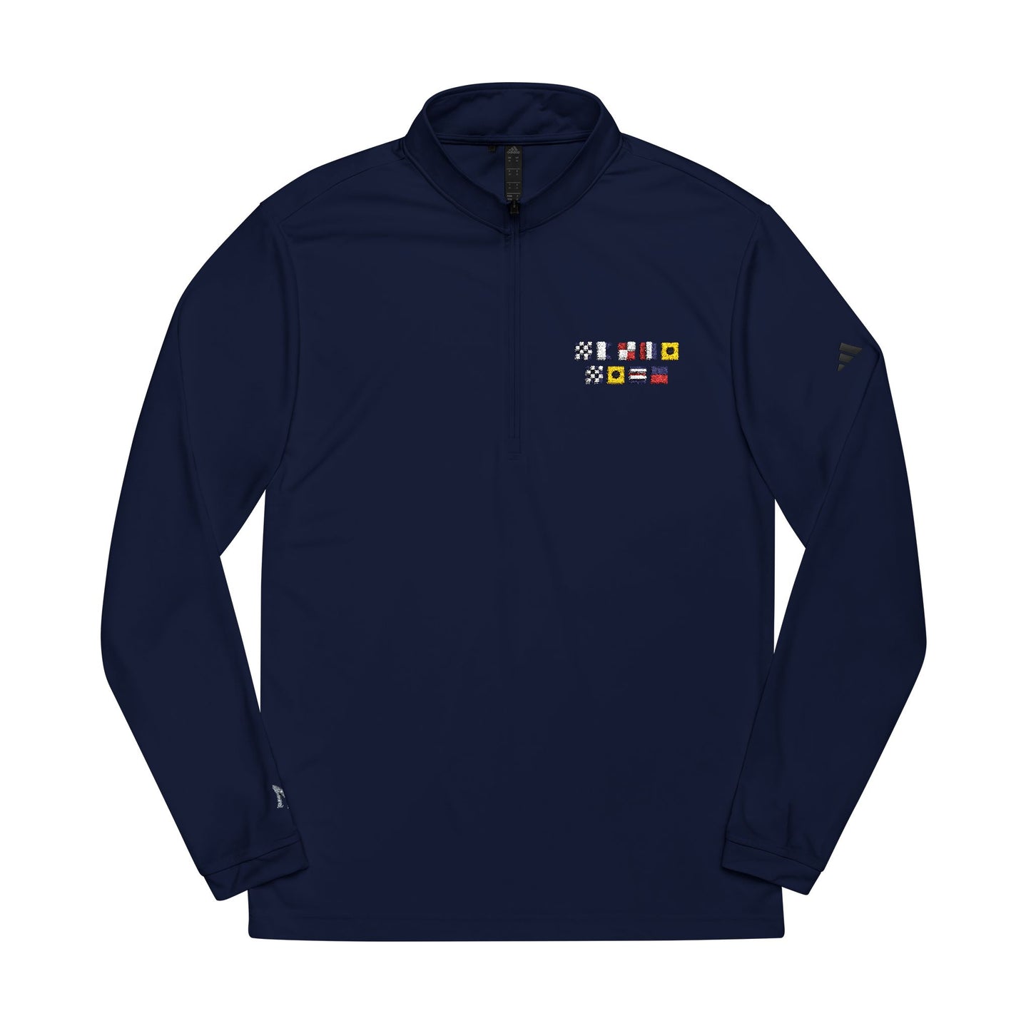 Embroidered Nautical Flags Adidas® Quarter-Zip Pullover Navy Blue