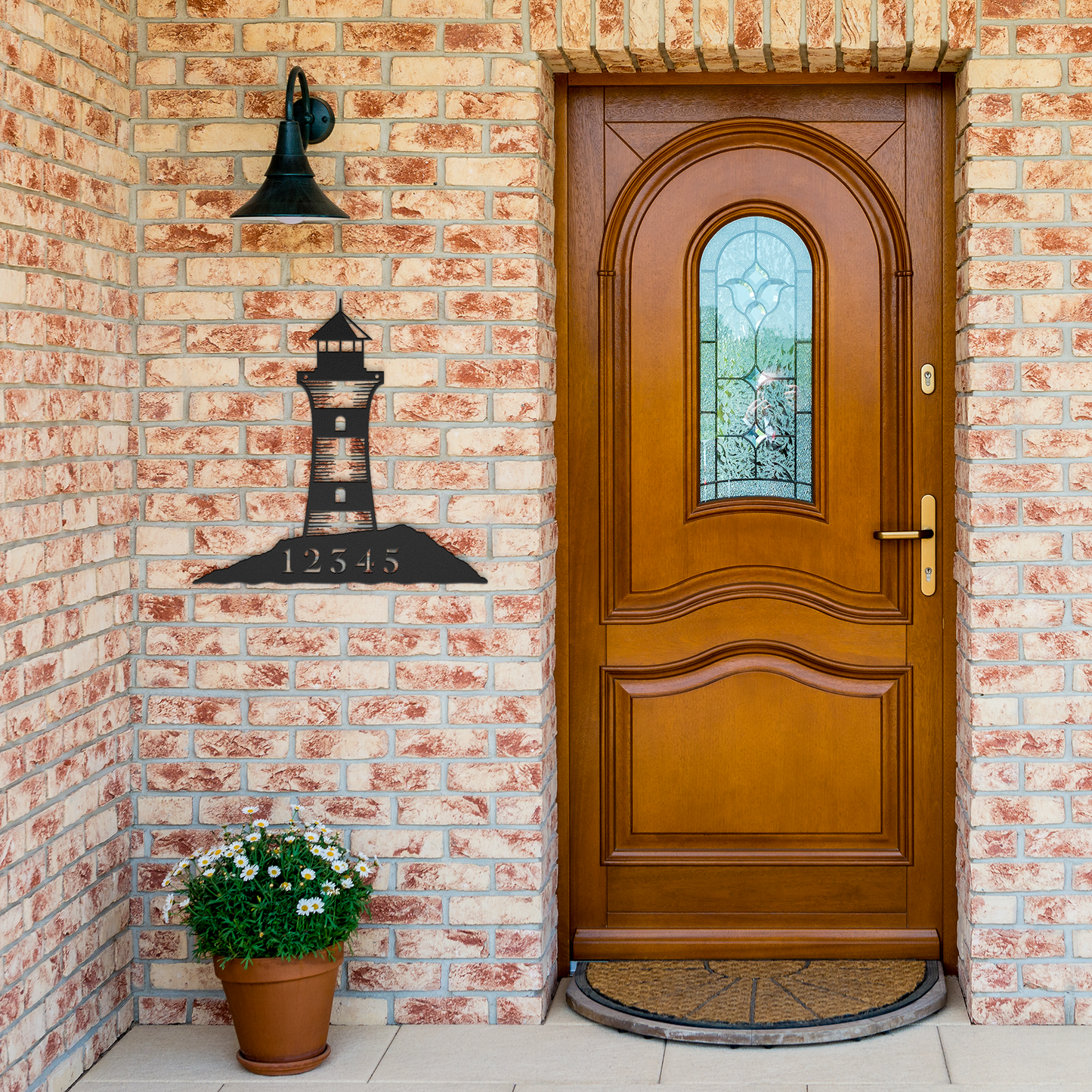 Lighthouse_Metal_Sign_-_Personalize_It_Black_Brick_Entrance_Mockup.png