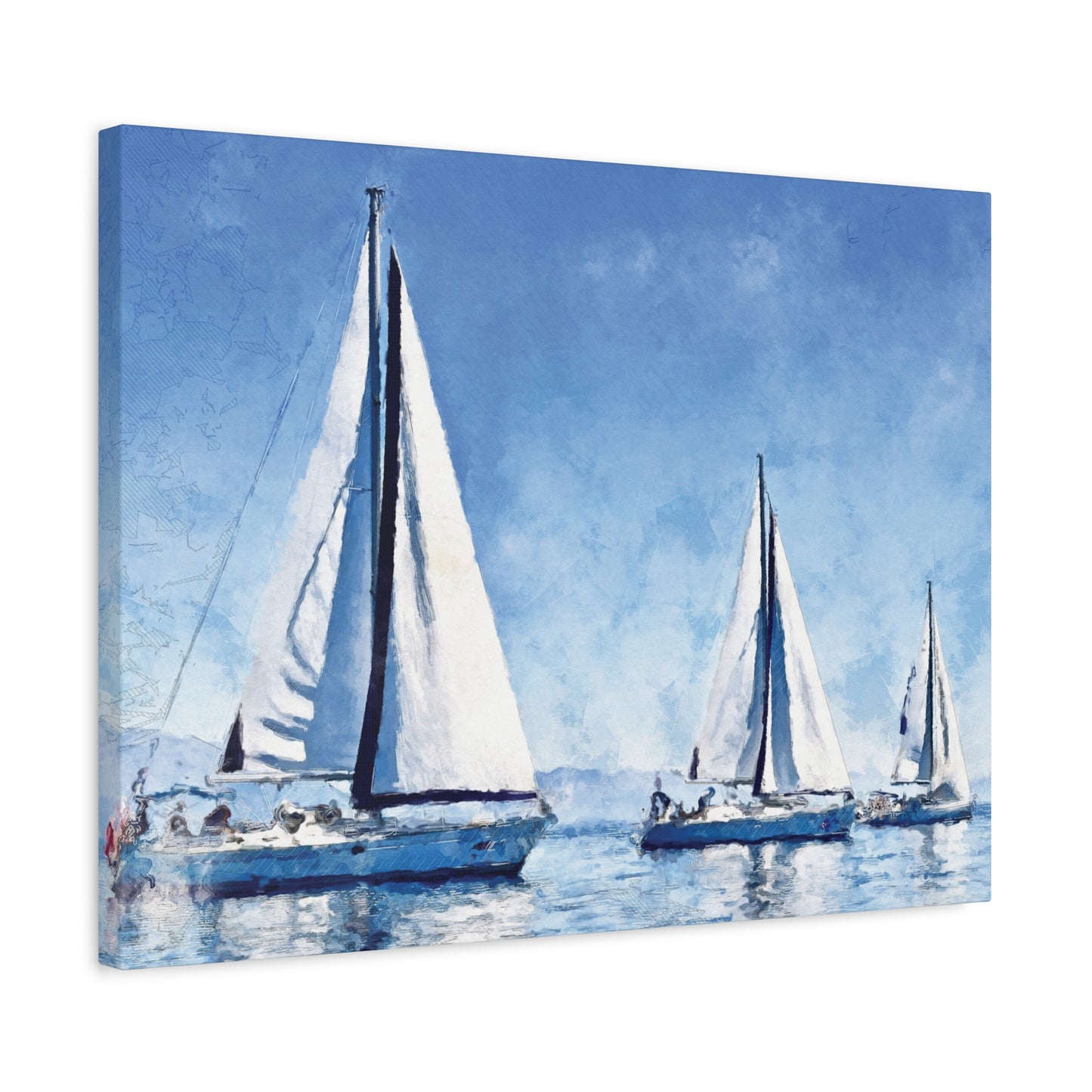 3 Sailboats Watercolor Wall Art