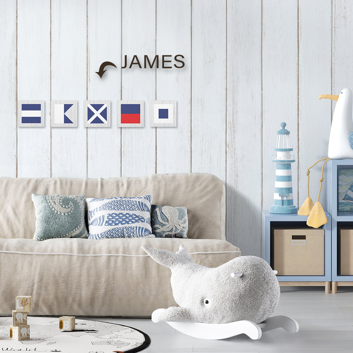 Nautical Flag Canvas Wall Art - Letter N