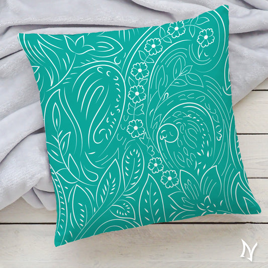 Tropical Leaves Faux Suede Square Pillow