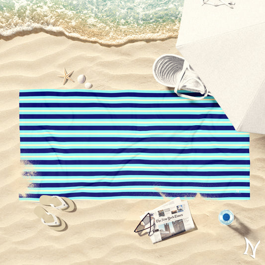 Striped Beach Towel | Blue, Seafoam, White