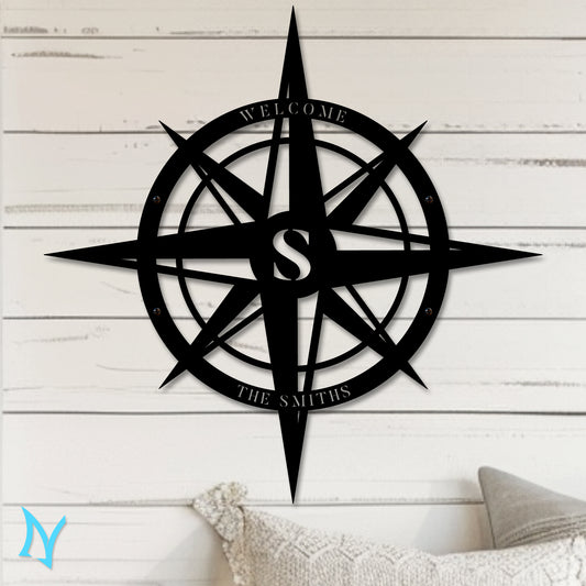Compass Rose Metal Sign - Personalize it!