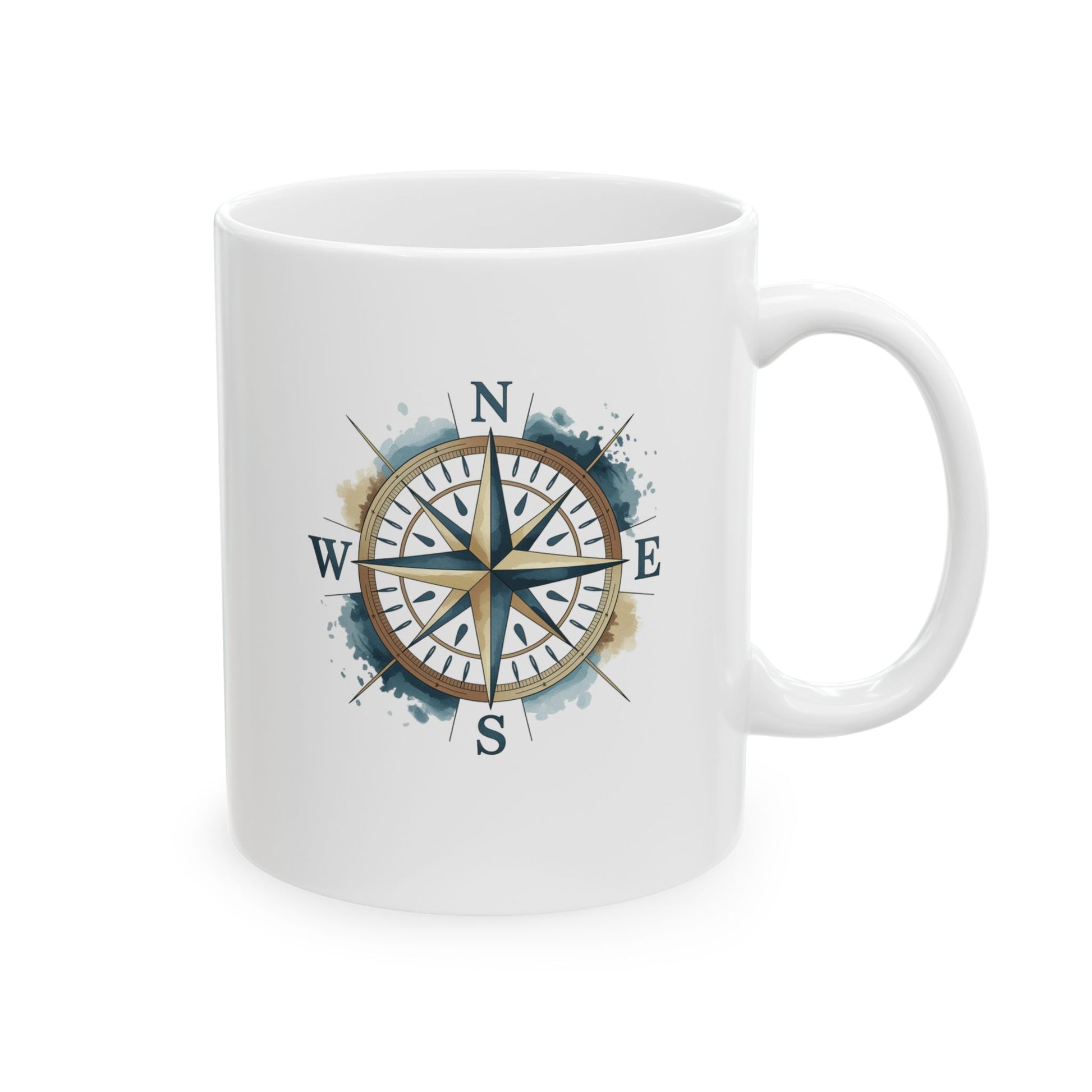 Compass Rose Coffee Mug on white background