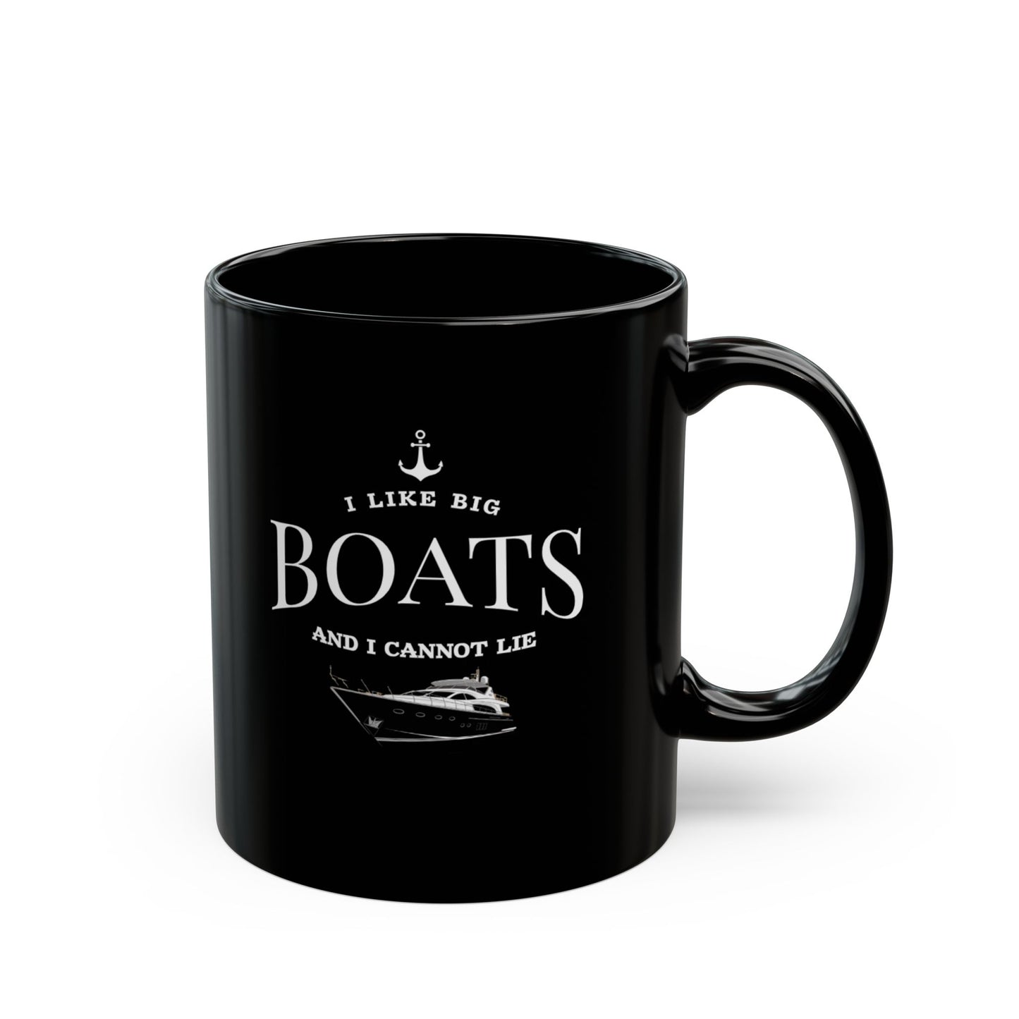 Funny Boat Coffee Mug Black on white background