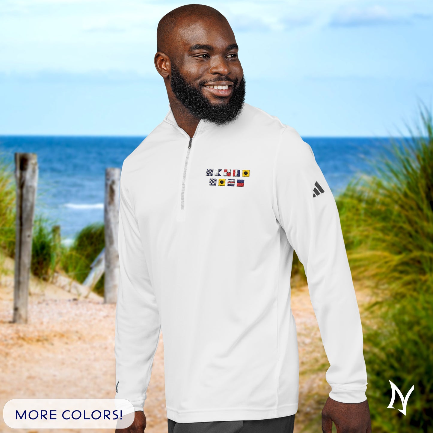 NAUTI & NICE Embroidered Nautical Flags Adidas® Quarter-Zip Pullover