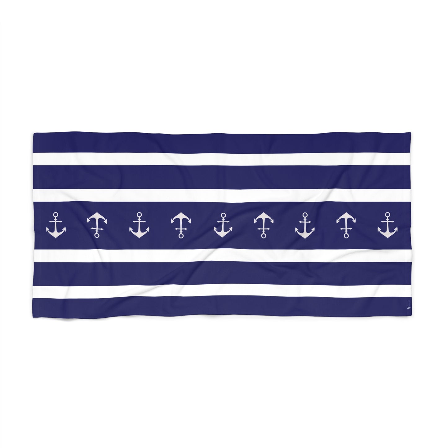 Navy-Striped Nautical Anchor Beach Towel 30 60