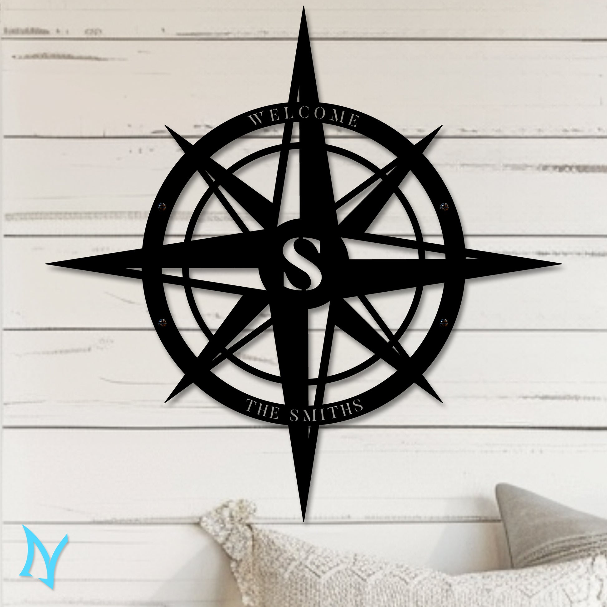 Personalized Compass Rose Metal Sign