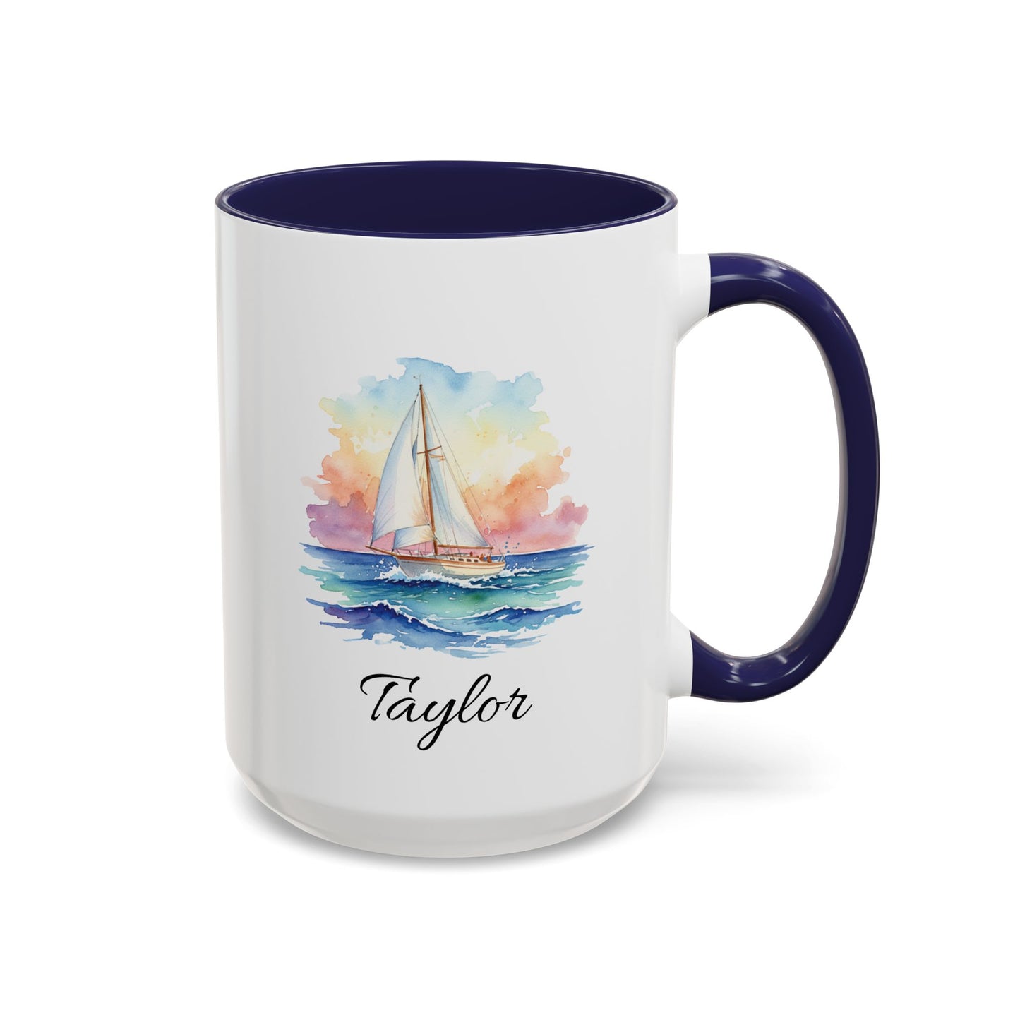 Personalized Sailboat Coffee Mug Navy 2