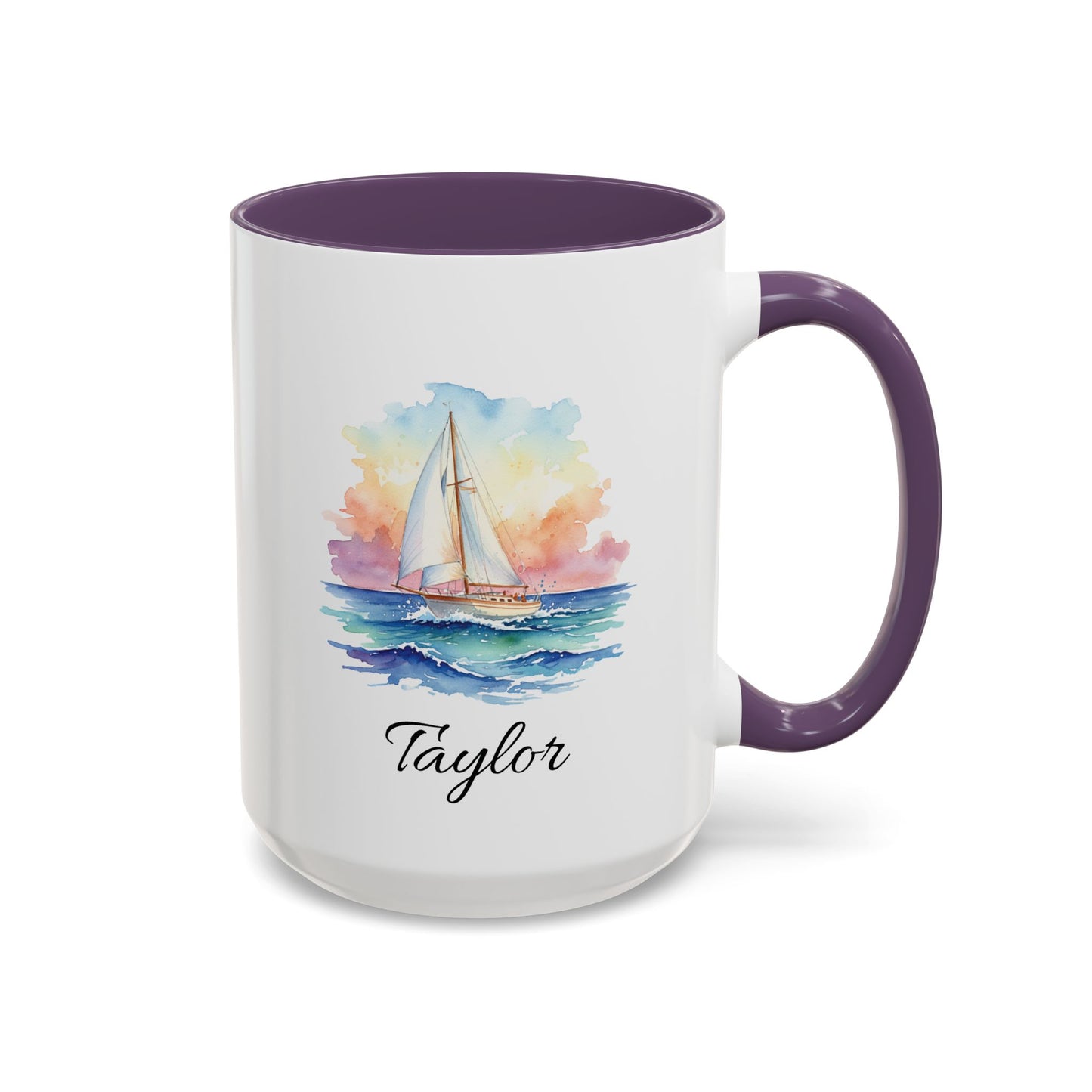 Personalized Sailboat Coffee Mug Purple