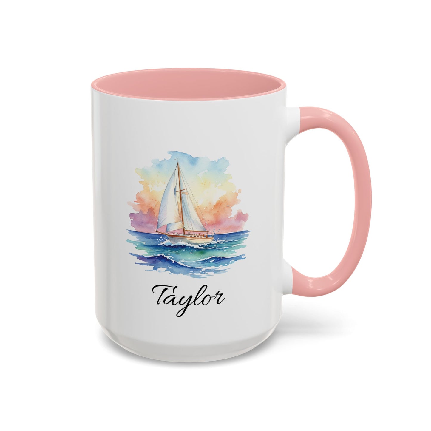 Personalized Sailboat Coffee Pink