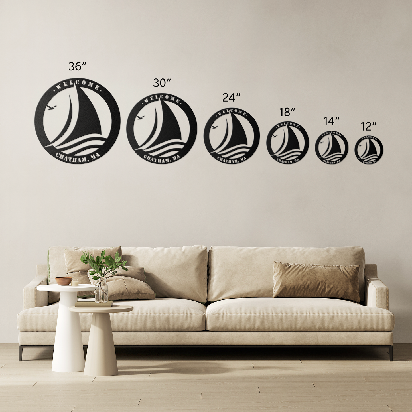 Personalized Sailboat Metal Sign sizes