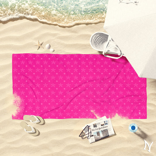 Hot Pink Beach Towel w/ Starfish & Seashells