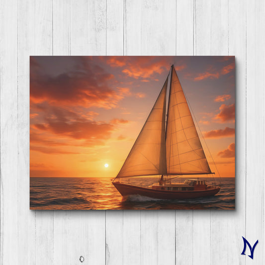 Sailboat At Sunset Wall Art