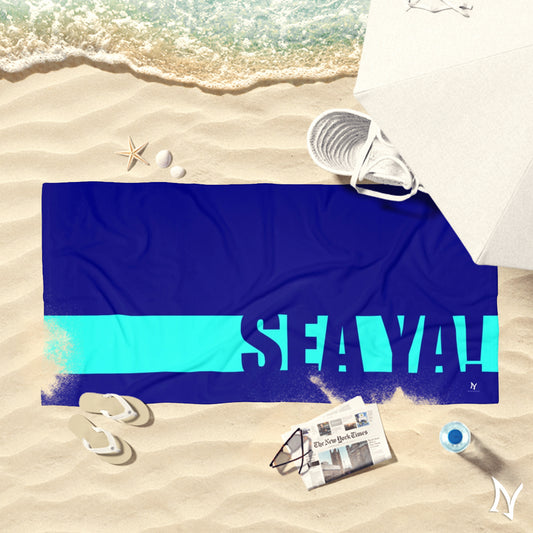SEA YA! Beach Towel | Seafoam/Navy