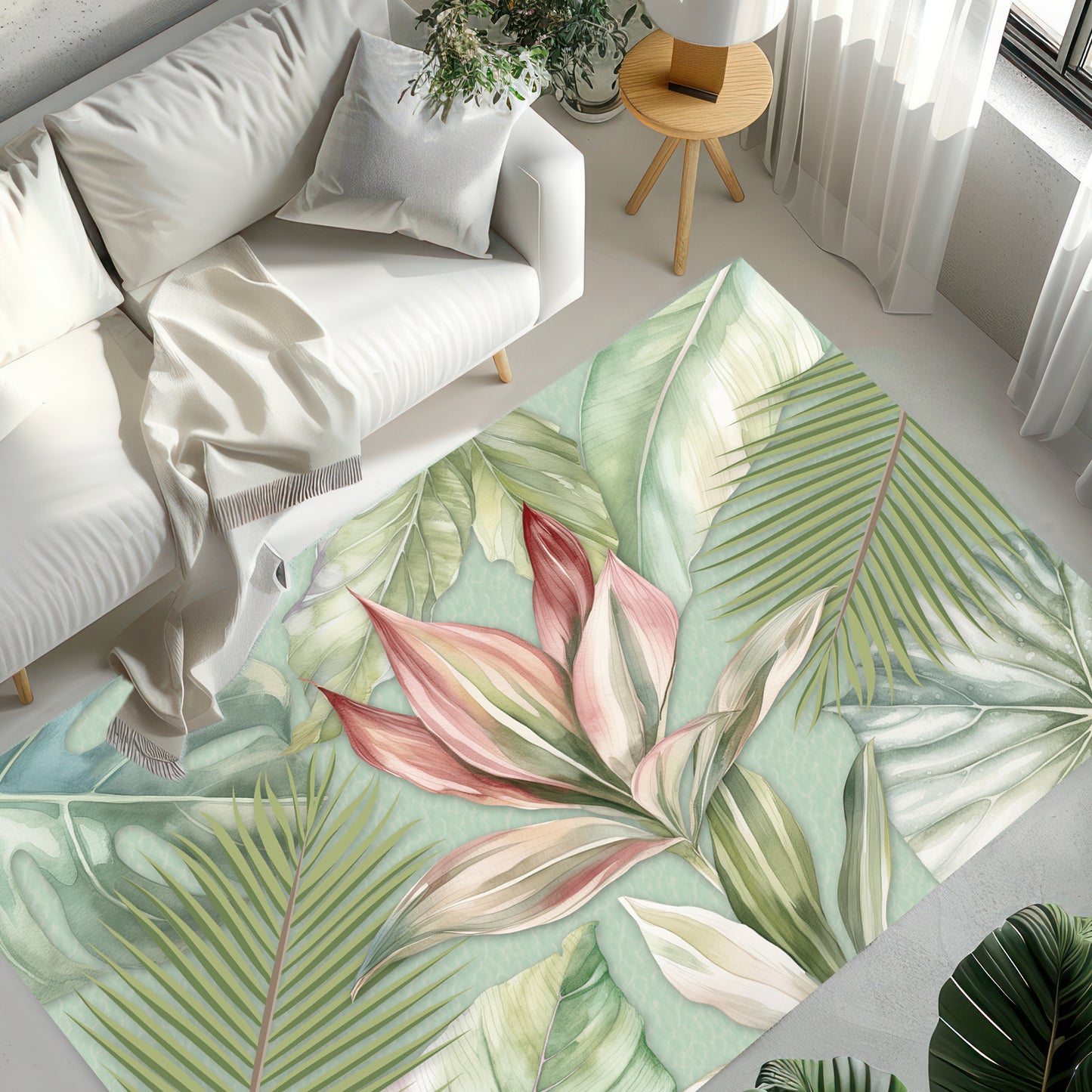 Tropical Leaves Area Rugs - 3 sizes