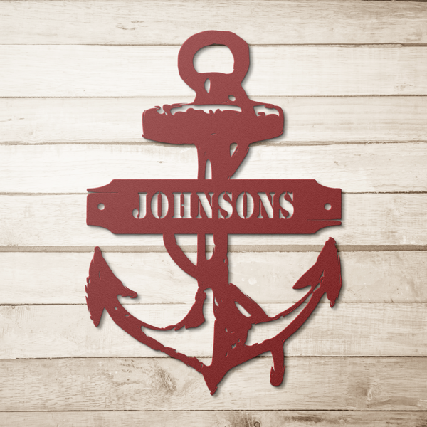 Anchor Metal Sign - Your Name - Red