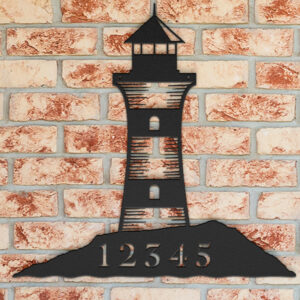 Lighthouse House Number Metal Sign