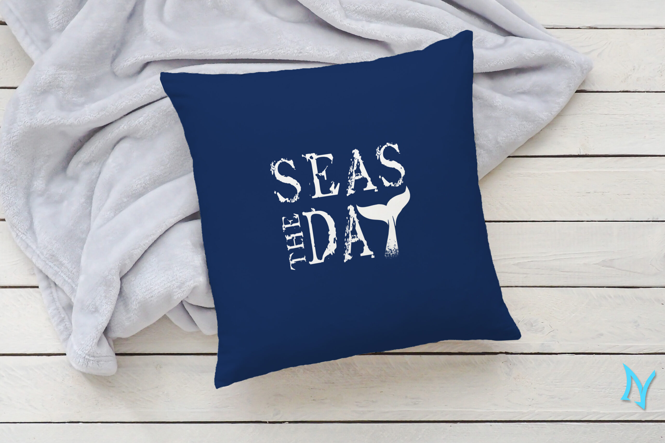 Seas The Day Whale Tail Pillow